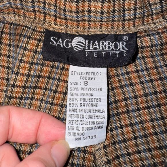 Sag Harbour Petite Women's Pleated Houndstooth High Waist Straight Pants Size 8 - Picture 7 of 7